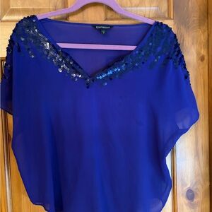 Express Women's Royal Blue Sequin Blouse